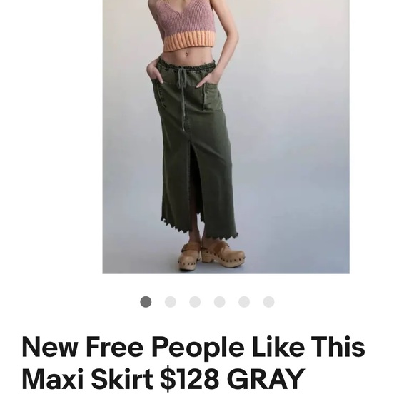 New Free People “Like This” maxi skirt khaki tan XS fits 10-12. Sold out. - Picture 5 of 7